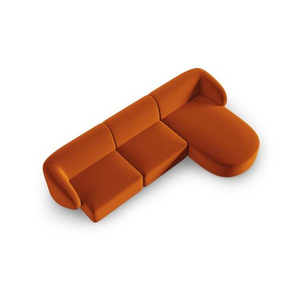 Terakotos spalvos iš velveto kampinė sofa (su dešiniuoju kampu/su gultu) Paolo – Milo Casa-image-2