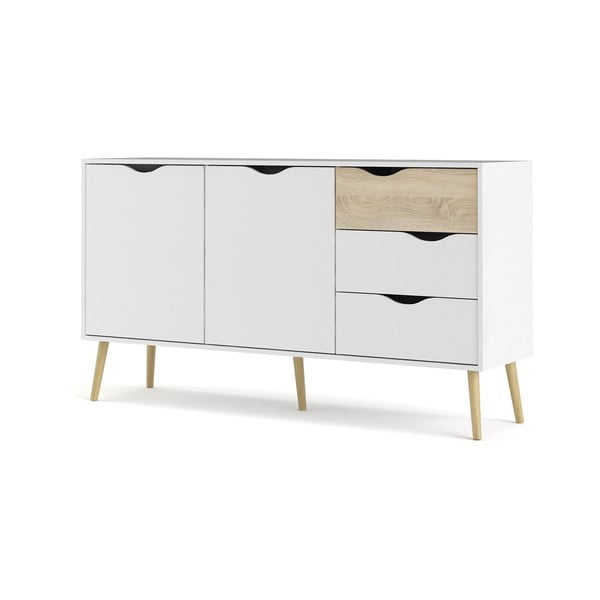 Baltos spalvos šoninė spintelė 147x82x39 cm Oslo – Tvilum-image-2