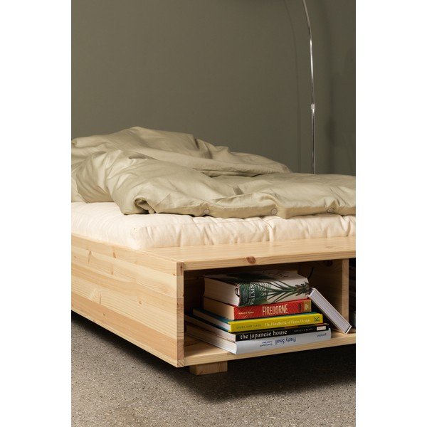 Natūralios spalvos iš pušies masyvo viengulė lova be galvūgalio su lovos grotelėmis 90x200 cm Merge – Karup-image-4