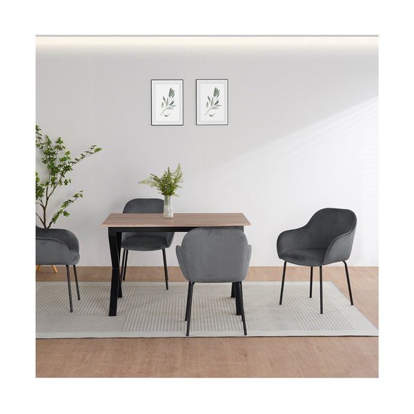 Valgomojo stalas su ąžuolo dekoro stalviršiu 80x120 cm Ipswich – Støraa-image-2