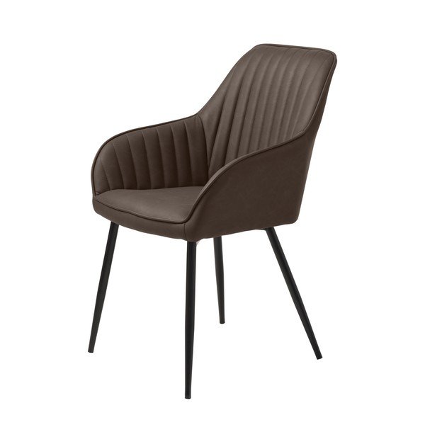 Tamsiai rudos spalvos iš audinio valgomojo kėdė su porankiais Melfort – Unique Furniture