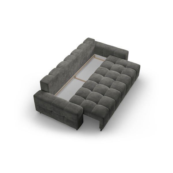 Pilkos spalvos iš velveto sulankstoma/su sandėliavimo vieta sofa 250 cm Wicklow – Cosmopolitan Design-image-3