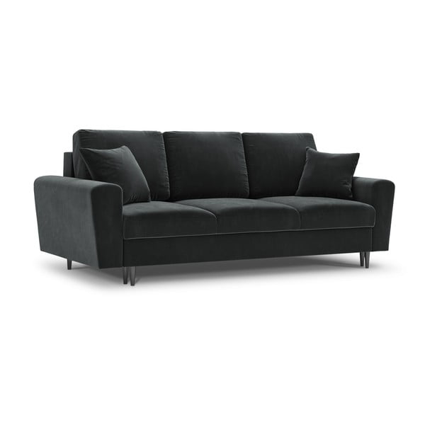 Tamsiai pilkos spalvos iš velveto sulankstoma/su sandėliavimo vieta sofa 235 cm Kyoto – Cosmopolitan Design-image-1