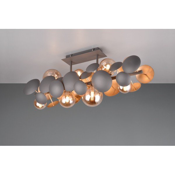 Lubinis šviestuvas pilkos spalvos/auksinės spalvos 76x22 cm su stiklo gaubtu Bubble – Trio Select-image-3