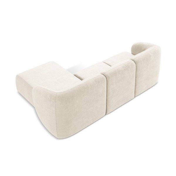 Smėlio spalvos kampinė sofa iš šenilinio audinio (su dešiniuoju kampu/su gultu) Lani – Makamii-image-3