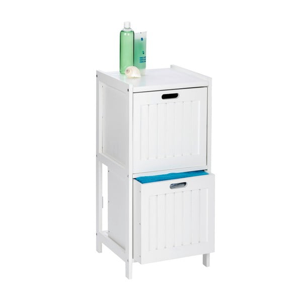 Balta medinė vonios kambario spintelė su 2 stalčiais Wenko Oslo-image-1