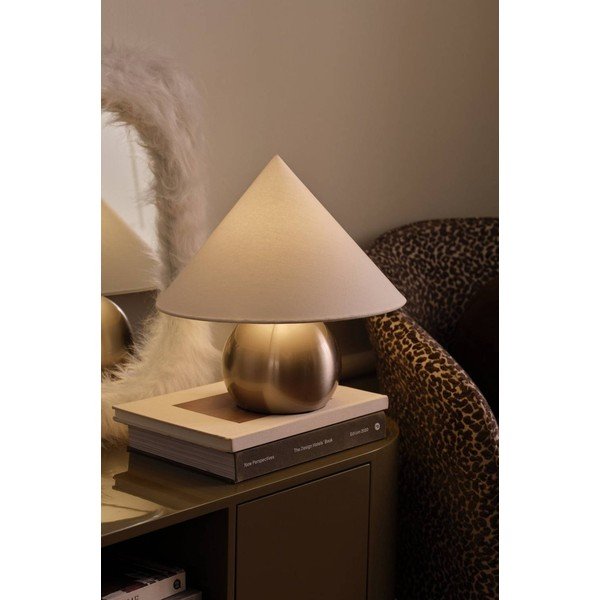 Baltos spalvos/blizgios sidabrinės spalvos iš tekstilės stalinis šviestuvas (aukštis 38 cm) Connie – Ellos Home-image-1