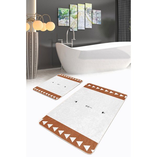 Vonios kilimėliai baltos spalvos 2 vnt. 60x100 cm – Mila Home-image-1