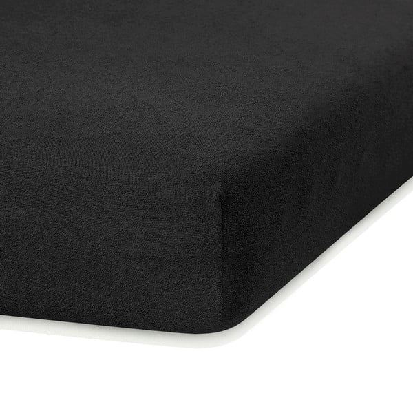 Iš frote audinio paklodė juodos spalvos su guma 240x220 cm Ruby – AmeliaHome-image-1