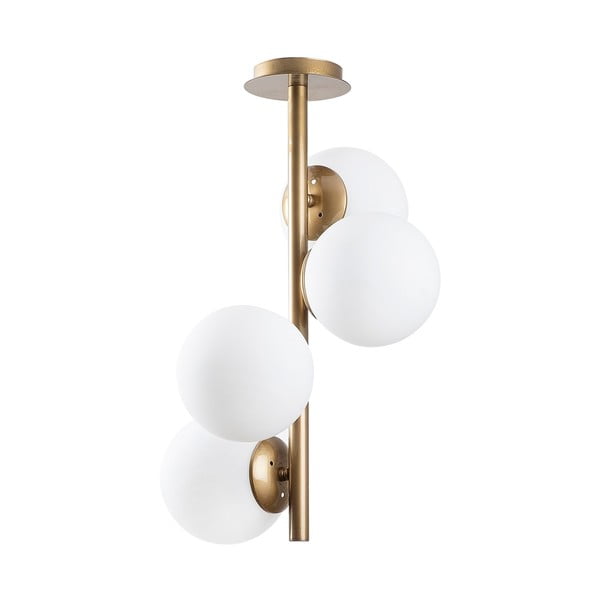 Baltos spalvos/žalvario spalvos lubinis šviestuvas ø 15 cm su stiklo gaubtu Faze – Opviq lights