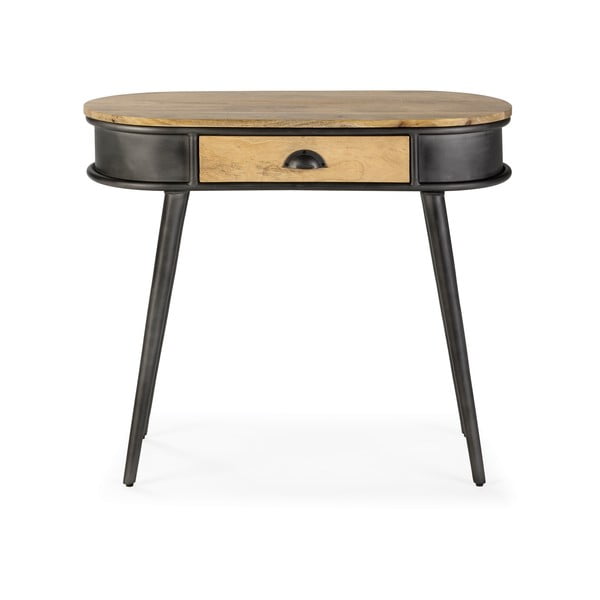 Juodos spalvos/natūralios spalvos konsolinis staliukas 38x90 cm Delhi – MOME