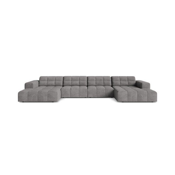 Pilkos spalvos kampinė sofa iš šenilinio audinio („U“ formos) Chicago – Cosmopolitan Design