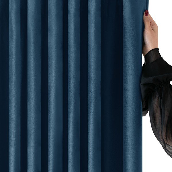 Iš velveto pritemdymas (dalinis užtemimas) užuolaida mėlynos spalvos 140x270 cm Velto – Filumi-image-2