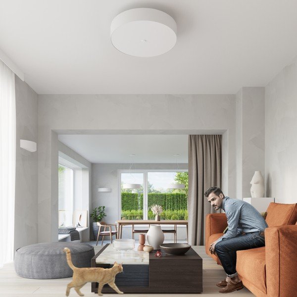 Kabantis šviestuvas baltos spalvos ø 70 cm su tekstiliniu gaubtu Herra – Sollux-image-4