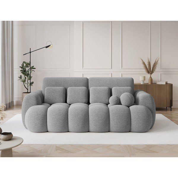 Pilkos spalvos sulankstoma sofa iš boucle 256 cm Cotonn – ELTAP-image-1