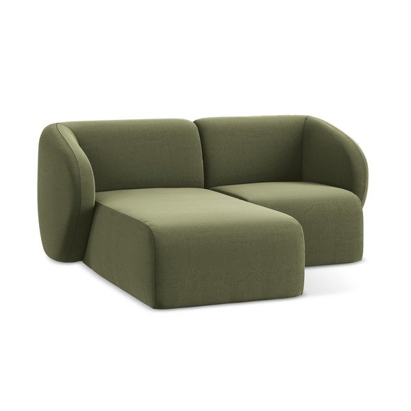 Žalios spalvos kampinė sofa iš velveto (su kairiuoju kampu/su gultu) Lani – Makamii-image-4