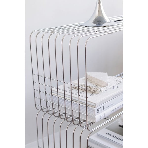 Blizgios sidabrinės spalvos iš metalo kelių aukštų sieninė lentyna 70 cm Wire – Mette Ditmer Denmark-image-2