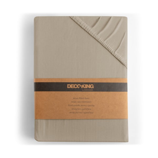 Šviesiai rudos spalvos iš Jersey audinio paklodė su guma 120x200 cm Amber – Restilo-image-4