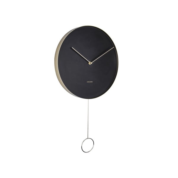 Juodos spalvos sieninis laikrodis Karlsson Pendulum, ø 34 cm