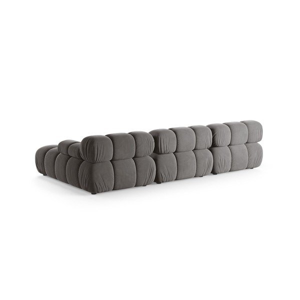 Šviesiai pilkos spalvos modulinė kampinė sofa iš velveto (su dešiniuoju kampu/su gultu) – Micadoni -image-2