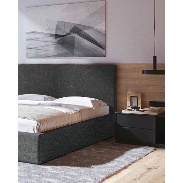 Antracito spalvos dvigulė lova audiniu dengta su sandėliavimo vieta su lovos grotelėmis 180x200 cm Bufo – MESONICA-image-4