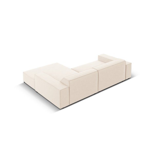 Kreminės spalvos modulinė kampinė sofa iš velveto (su dešiniuoju kampu/su gultu) Jodie – Micadoni -image-1