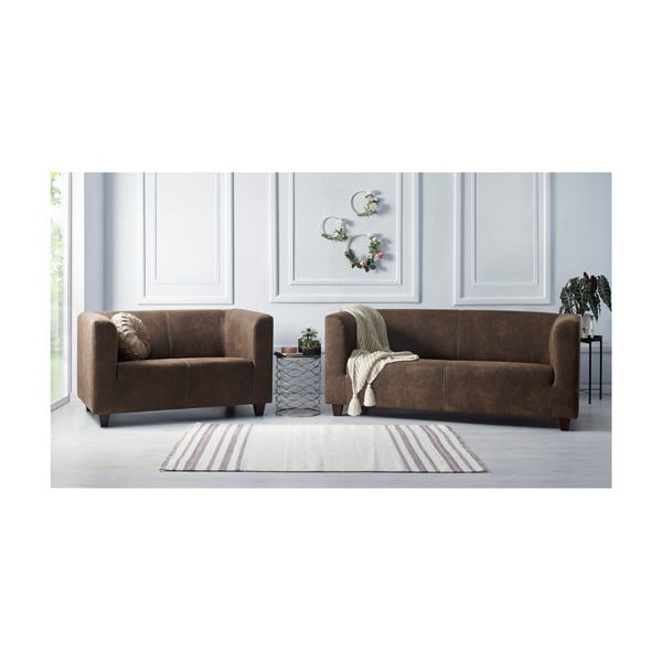 Bobochic Paris Django Preston šviesiai rudos spalvos dviejų ir trijų vietų sofos komplektas