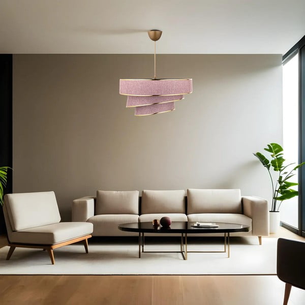 Kabantis šviestuvas rožinės spalvos/auksinės spalvos ø 40 cm su tekstiliniu gaubtu Couper – Opviq lights-image-1