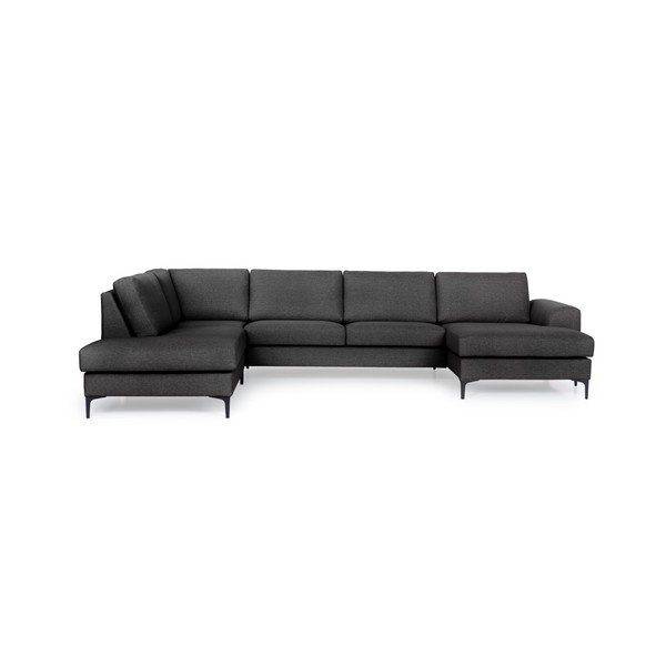 Antracito pilkos spalvos U formos sofa Scandic Henry, kairysis kampas