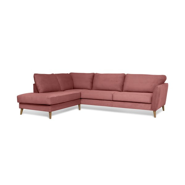 Iš kordinio velveto kampinė sofa rožinės spalvos (su kairiuoju kampu) Paris – Scandic-image-2