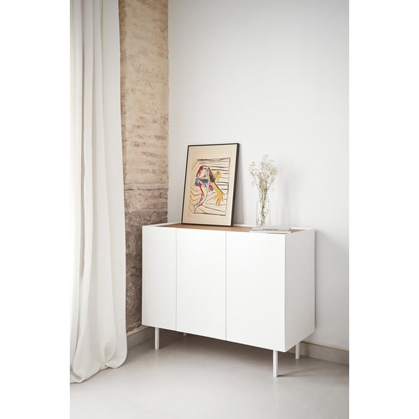 Žema šoninė spintelė baltos spalvos iš ąžuolo 110x85 cm Arista – Teulat-image-1