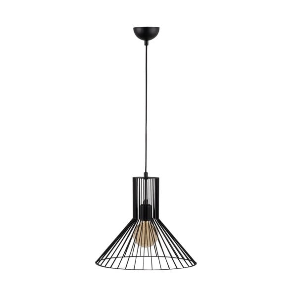 Juodos spalvos kabantis šviestuvas ø 38 cm su metaliniu gaubtu Fellini – Opviq lights