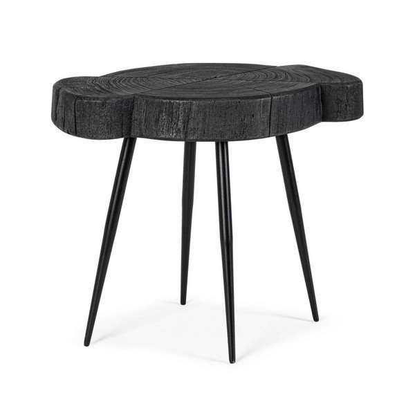 Juodos spalvos kavos staliukas su akacijos stalviršiu 35x45 cm Zakia – Bizzotto
