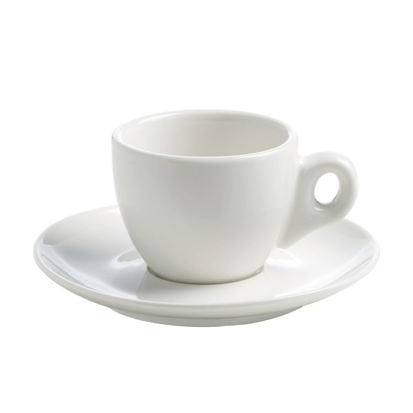 Baltas porcelianinis puodelis su lėkšte Maxwell & Williams Basic, 70 ml