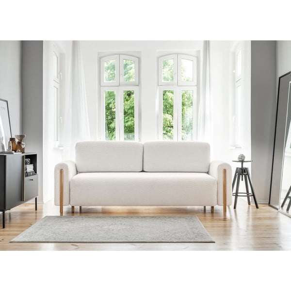 Kreminės spalvos iš boucle sulankstoma/su sandėliavimo vieta sofa 244 cm Arcadova – ELTAP-image-1