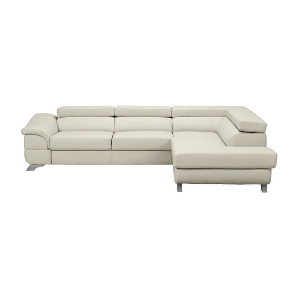 Smėlio spalvos odinė "Windsor & Co Sofas" kampinė sofa-lova "Gamma" su saugykla, dešinysis kampas