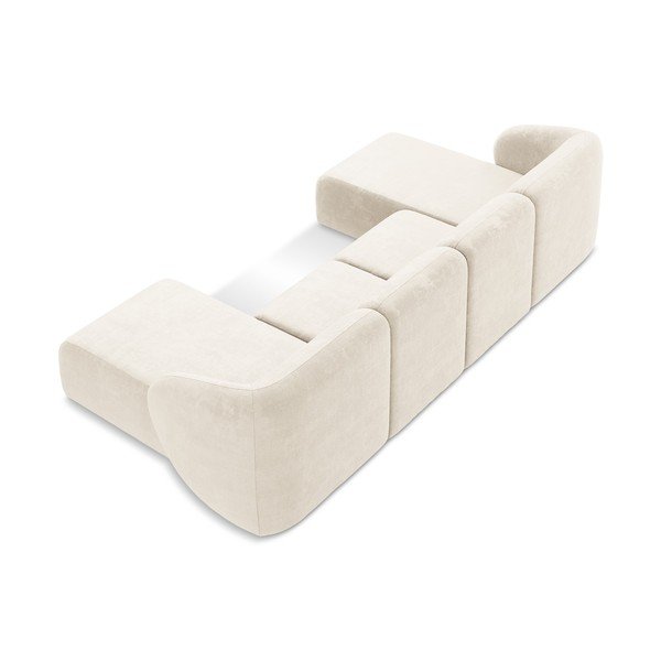 Smėlio spalvos kampinė sofa iš šenilinio audinio („U“ formos) Lani – Makamii-image-3