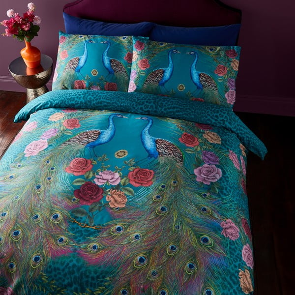 Žalsvai mėlynos spalvos iš satino medvilnės viengulė patalynė 135x200 cm Xanadu Peacock – Matthew Williamson-image-4