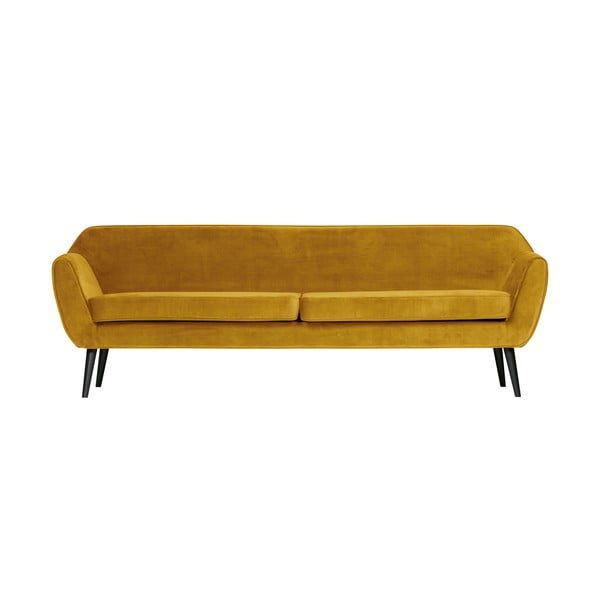 Geltonos spalvos aksominė sofa WOOOD Rocco, 230 cm