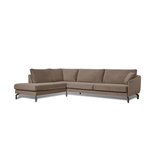 Rudai pilka kampinė sofa su aksomo užvalkalu Scandic Magic, kairysis kampas-image-2