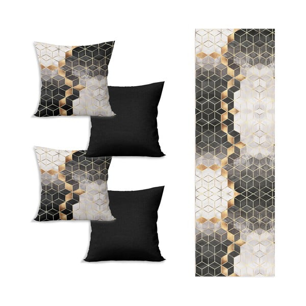 Stalo takelis ir 4 pagalvių užvalkalų rinkinys Optic - Minimalist Cushion Covers
