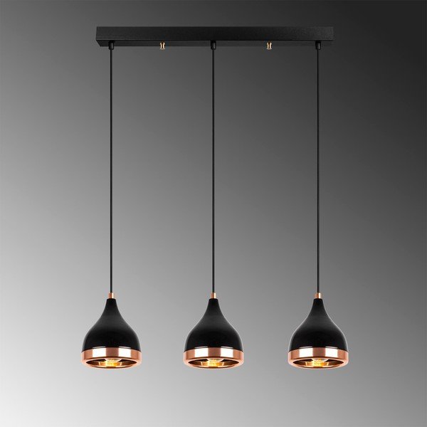Kabantis šviestuvas juodos spalvos/vario spalvos su metaliniu gaubtu Yildo – Opviq lights-image-3