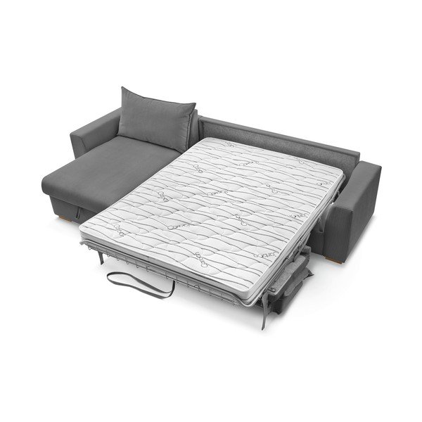 Iš kordinio velveto sulankstoma kampinė sofa pilkos spalvos (kintama) Augustin – Bobochic Paris-image-3