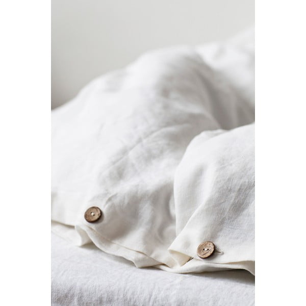Baltas lininis antklodės užvalkalas Linen Tales, 140 x 220 cm-image-3