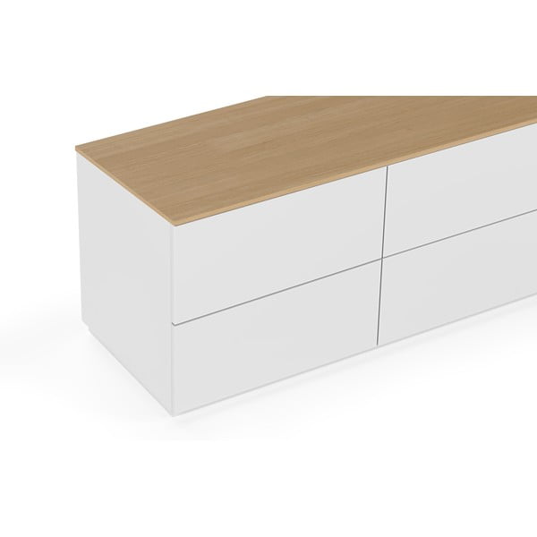 Balta komoda su ąžuoliniu stalviršiu, 120 x 54 cm Join - TemaHome-image-1