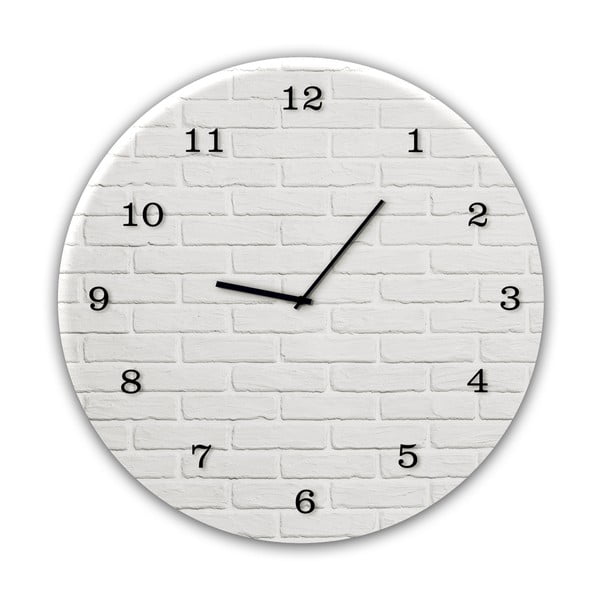 Sieninis laikrodis Styler Glassclock White Brick, ⌀ 30 cm