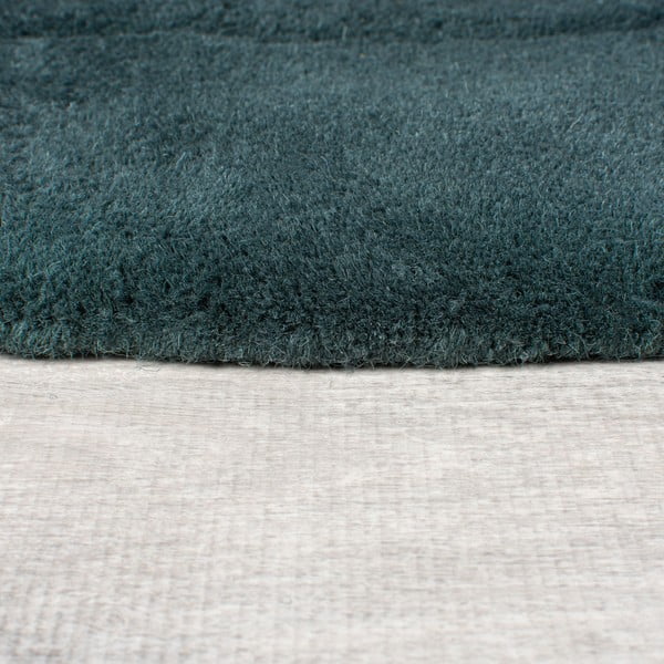 Rankų darbo žalsvai mėlynos spalvos iš vilnos apvalios formos kilimas ø 160 cm Shard Teal – Flair Rugs-image-4