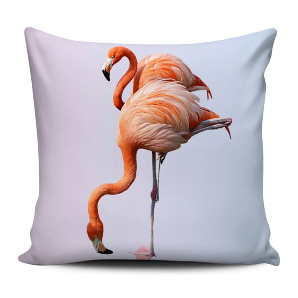 Oranžinės ir baltos spalvos pagalvėlė Home de Bleu Flamingos, 43 x 43 cm