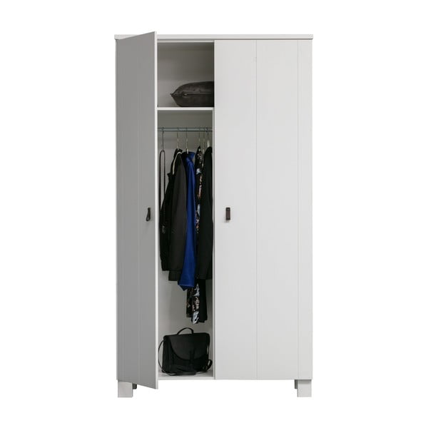 Drabužių spinta baltos spalvos iš pušies masyvo 111x202 cm Ties – WOOOD-image-3