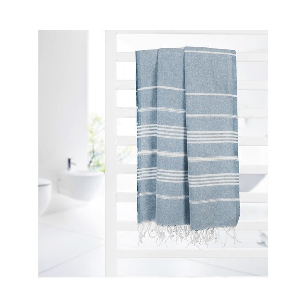 Mėlynas hamamo rankšluostis "Kate Louise Classic", 180 x 100 cm-image-2